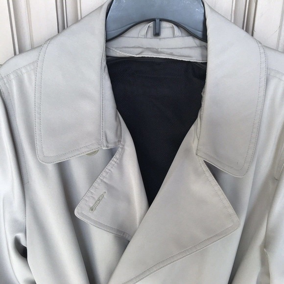 Levine Trench Coat Plus Sz18 Gray Removable Lining Double Breasted Pre-Owned - Picture 1 of 12